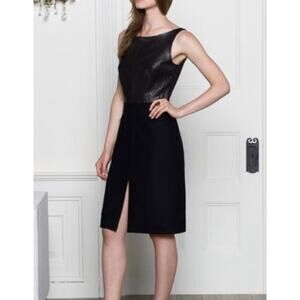 Emerson Fry Faux Leather Wool Black 1950’s Dress Size 0